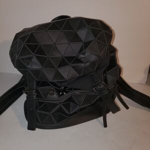 Stylish Black Geometric Backpack